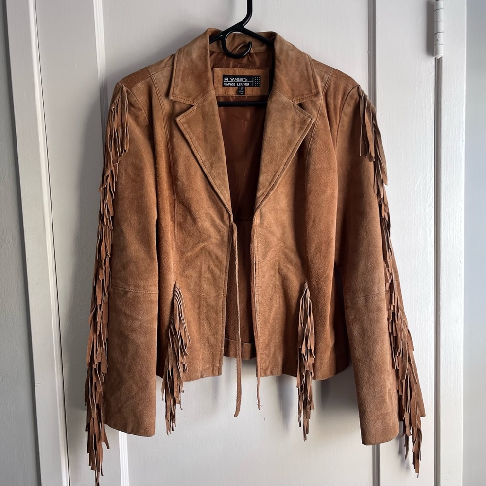 Rampage Brown Suede Fringe Jacket M - Picture 2 of 5